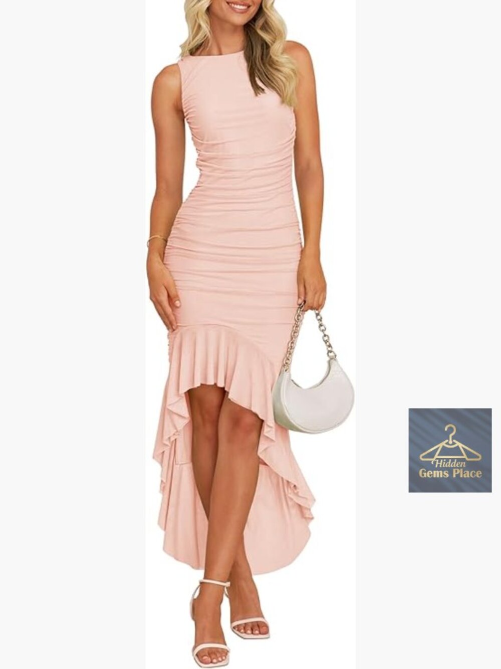 Sleeveless Backless Ruched Bodycon Dress Ruffle Mermaid Cocktail Party